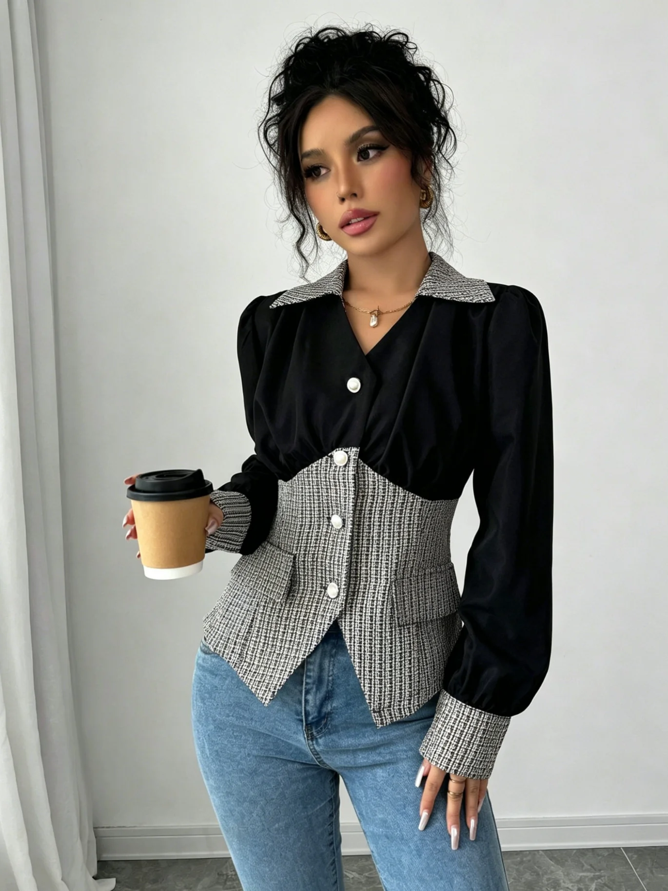 เสื้อเบลาส์ทวีดลายปะติดสุดหรู - Sewing Tweed บทวิจารณ์และราคา