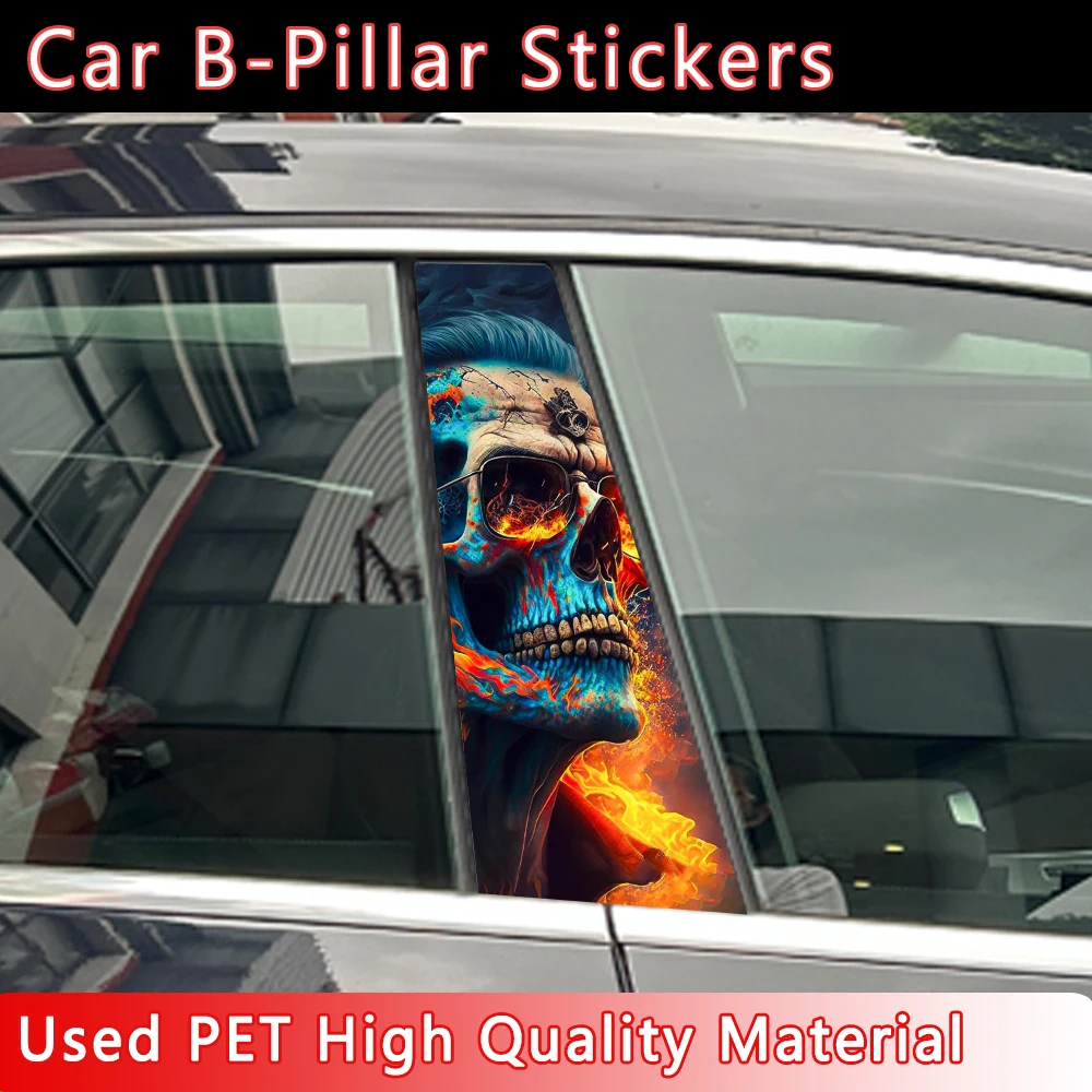 Gothic Skull Couple Car Stickers B-pillar Sunscreen DIY Auto Center Column Cover Scratches Cartoon Decoration Accessories