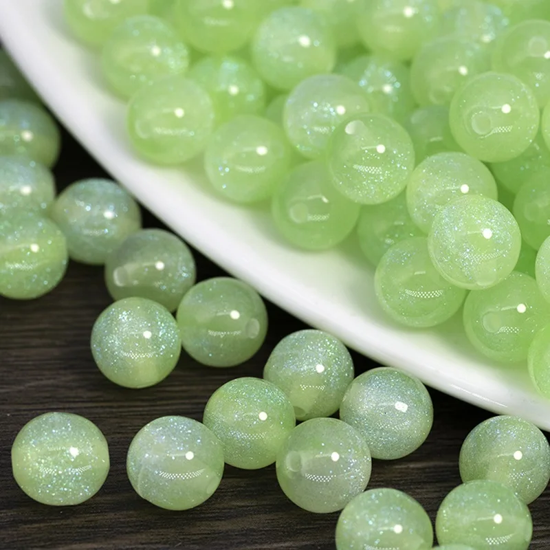 Shiny Starry Round Glossy 8mm 10mm Resin Plastic Loose Beads For Jewelry Making DIY Bracelet Findings