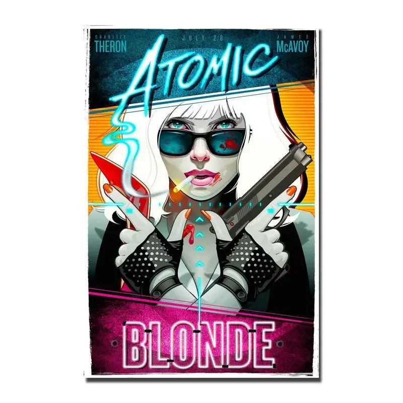 2017 Movie Atomic Blonde Charlize Theron 2-Silk Art Poster Wall Sticker Decoration Gift