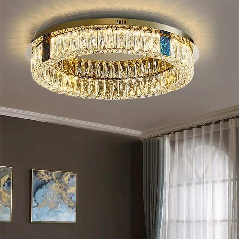 Хрустальная лампа для гостиной, ультратонкий потолочный светильник, новый стиль, лампа для спальни, высококачественная домашняя лампа для комнаты, круглая учебная лампа