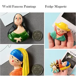Fridge Magnets Cartoon Characters Famous Paintings Van Gogh Mona Lisa Figurines Magnetic Refrigerator Stickers Home Decor Gifts
