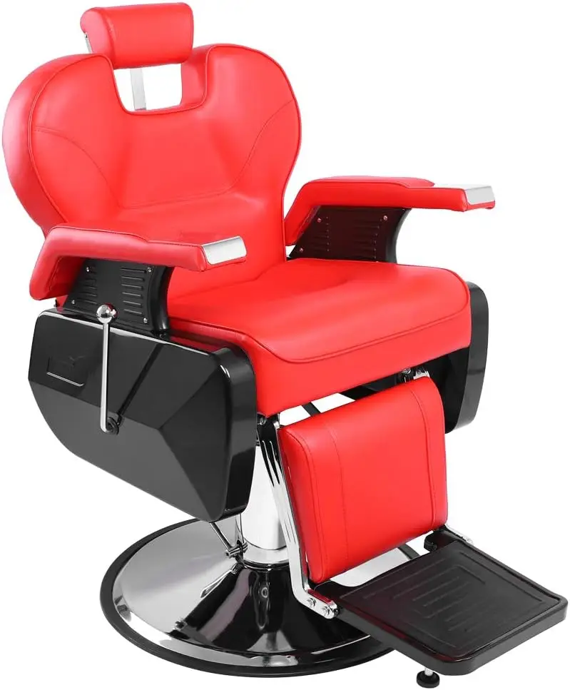 Silla de barbero hidráulica, sillón reclinable giratorio de 360 grados, altura ajustable, resistente, para salón de belleza