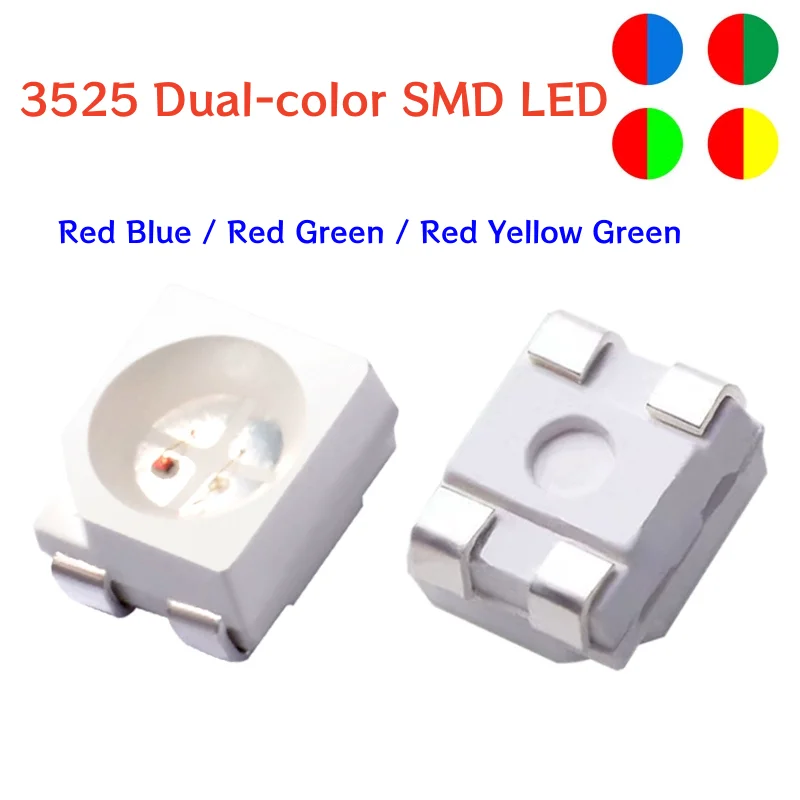 100pcs Super Bright 4Pin 1210/3528 Car Dedicated Two-color SMD LED, Red Blue/Red Green/Red Yellow Green, RGB Colorful LED Chip