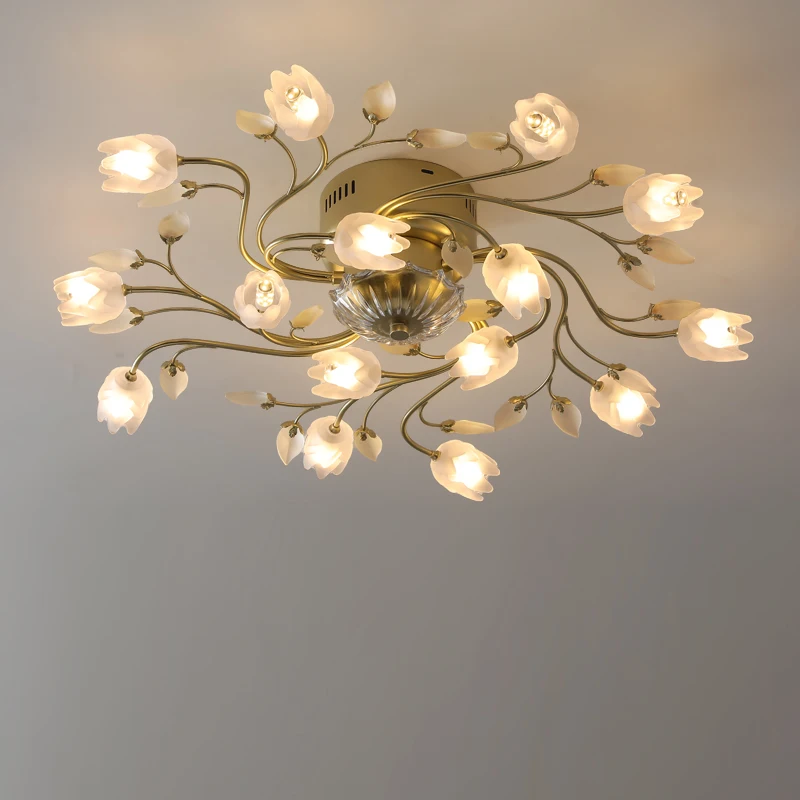 

American Modern Flower Ceiling Lights Fixture European Romantic Ceiling Lamps Luxurious Bedroom Dining Room Home Indoor Lighting