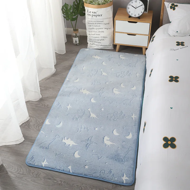 Dik Tapijt Living Lichtgevende Pluche Tapijt Dinosaurus Maan Kinderen Bed Kamer Fluffy Floor Tapijten Bed Home Decor Tapijten Fluwelen Mat