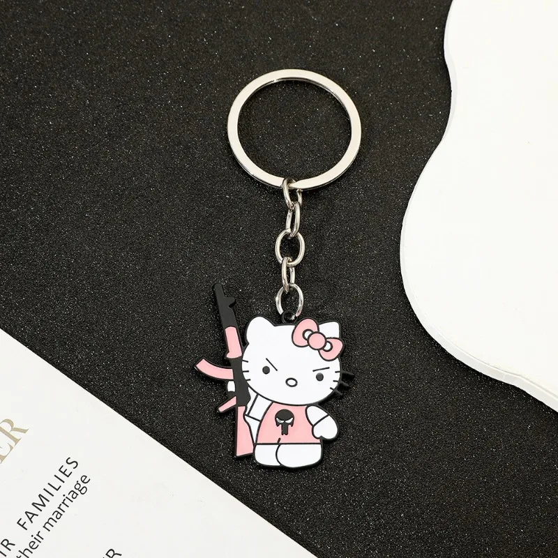 

KT Cat Keychain Cartoon Cute Characters Funny Creative Design Bag Metal Pendant Pink Boys Girls Birthday Gifts Daily Matching