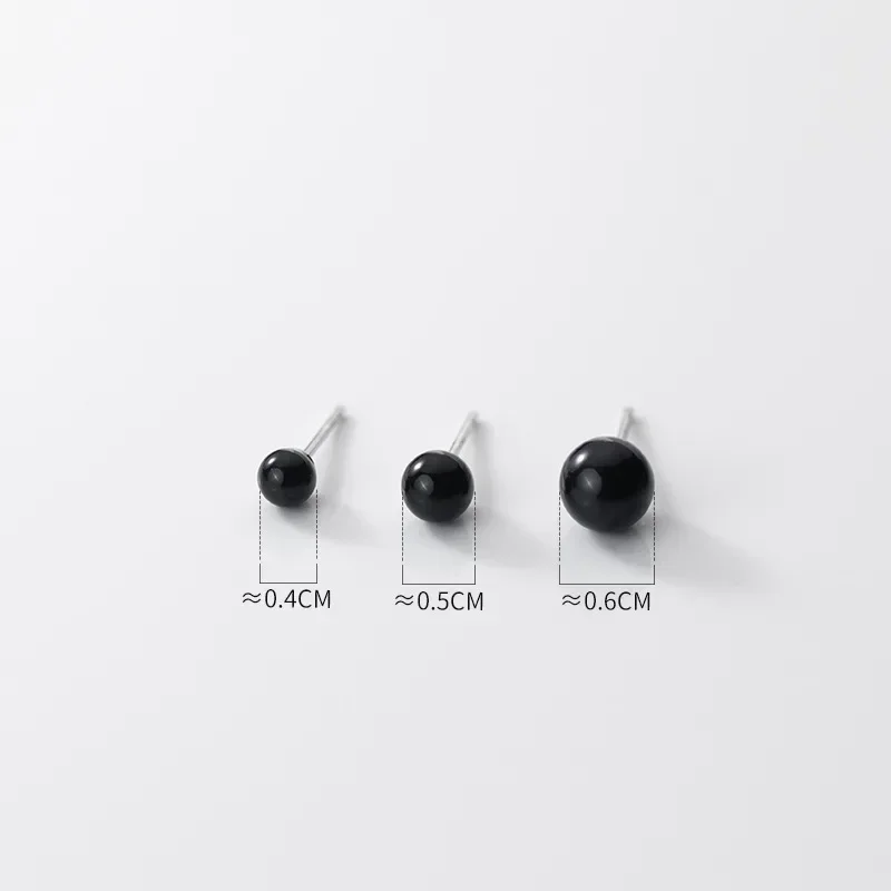 925 Sterling Silver Black Pearl Stud Earrings For Women Kids Korean Temperament Ear Wedding Party Jewelry Gift Female Pendientes