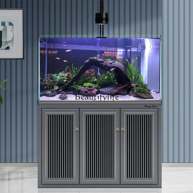 

Fish Tank Living Room Creative Rain Drip Grass Tank Bottom Filter Aquarium Small Household Dry Wet Separation Glass Stream