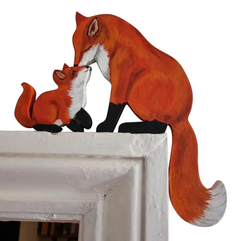 Door Frame Decor Fox Front Door Decor Mother And Child Fox Shape Statue Door Corner Sculpture Charming Fox Statue Unique