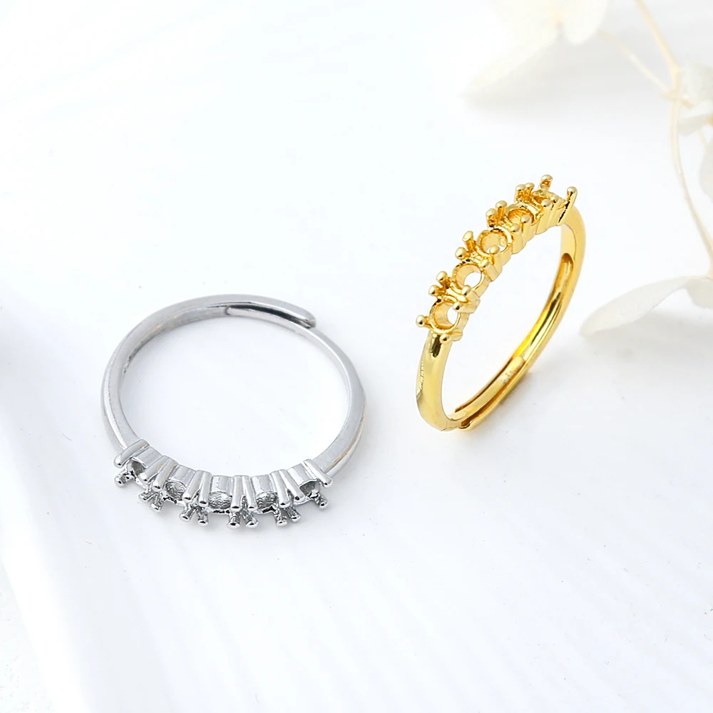2Pcs Adjustable Ring Base Blank for 3mm Round Cabochon Ring Mounting Setting DIY Jewelry Making Personalized Gift for Women