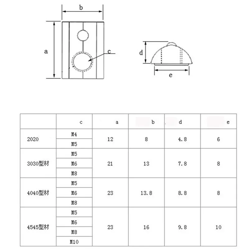 M4 M5 M6 M8 T-Nut Round Roll T Slot Spring Nut 3030 Series Nickel Plated  For 3030 Aluminum Extrusions