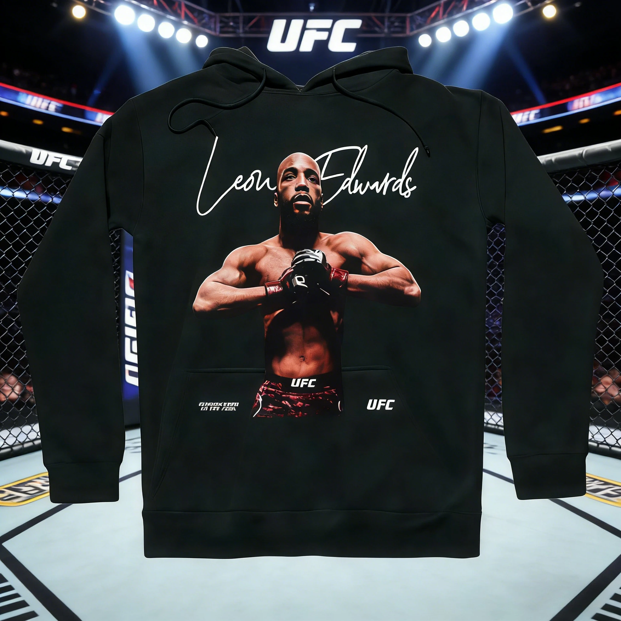 

Хлопковая дышащая толстовка с капюшоном UFC Leon Edwards 2026 (коллекция Осень/Зима) с принтом, унисекс