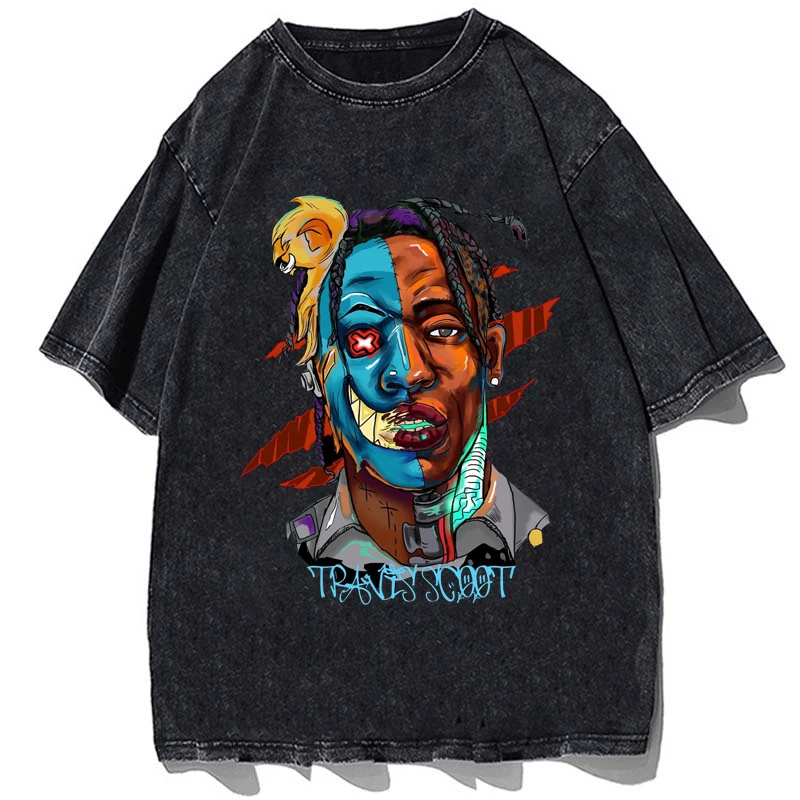 Rapper Travis Graphic Tshirts Vintage Cotton Scott Printed T Shirts Summer Men Loose Oversize Harajuku Streetwear Tops Tees