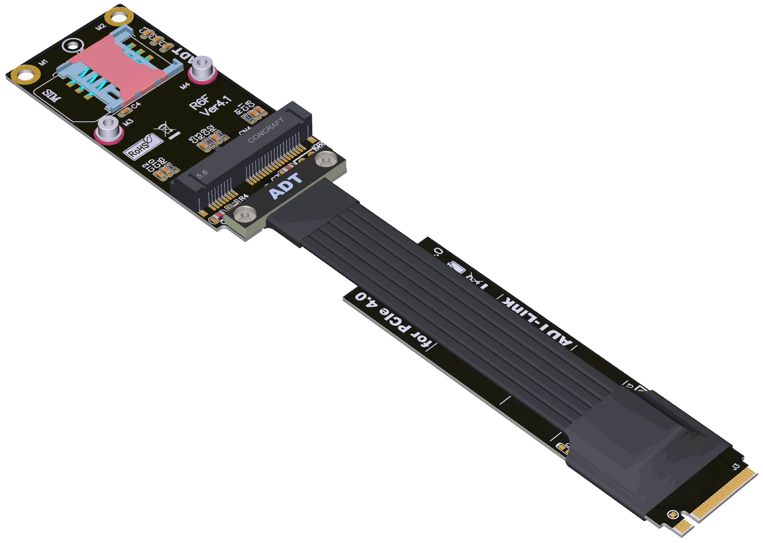 Transferencias de teclas M.2 NVMe M Cables de extensión Mini-pcie pcie4.0 3.0 ADT