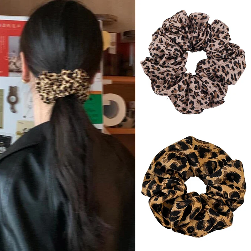 Leopard Print High Elasticity Elegant Women's Large Intestine Headband Hair Bands Springs Woman Accesories Goth Accessories