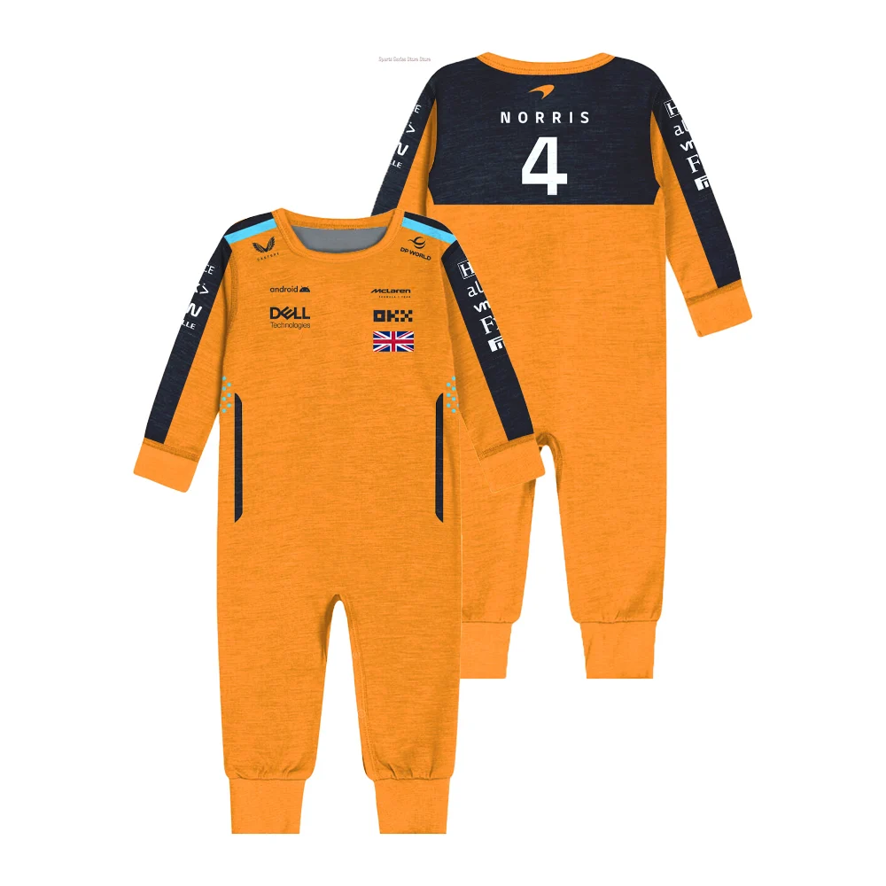 Lando Norris F1 Team Macacão para Bebé Menino e Menina, Outdoor Sportswear, GP Racing Jersey, Casual Moda Crawler Suit, #4, Novo