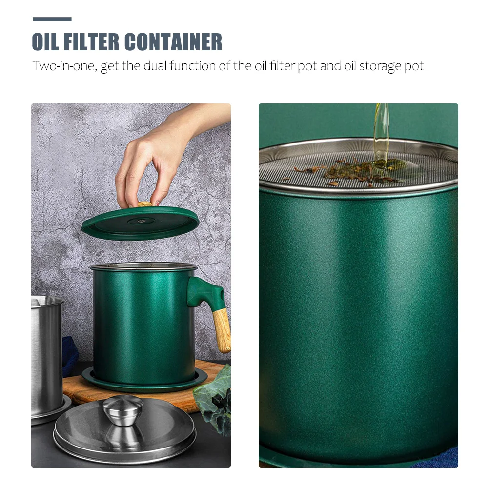 

Strainer Stainless Steel Grease Filter Storage Can Kitchen Container Holder Household Oil Pot Oil Filter Pot Kitchen