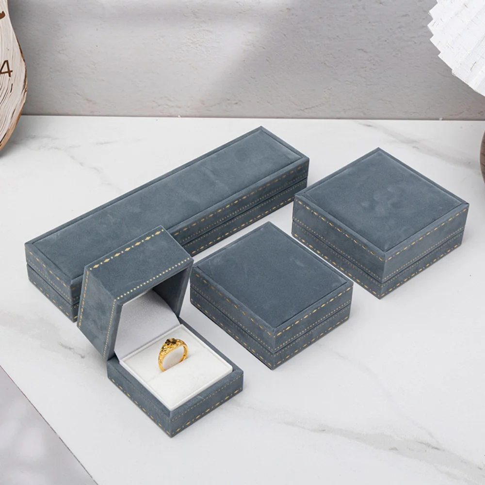 

Шкатулка для украшений с золотой кружевной окантовкой, бархатная, с прямым углом, для хранения колец, серег, ожерелий, браслетов, органайзер для демонстрации