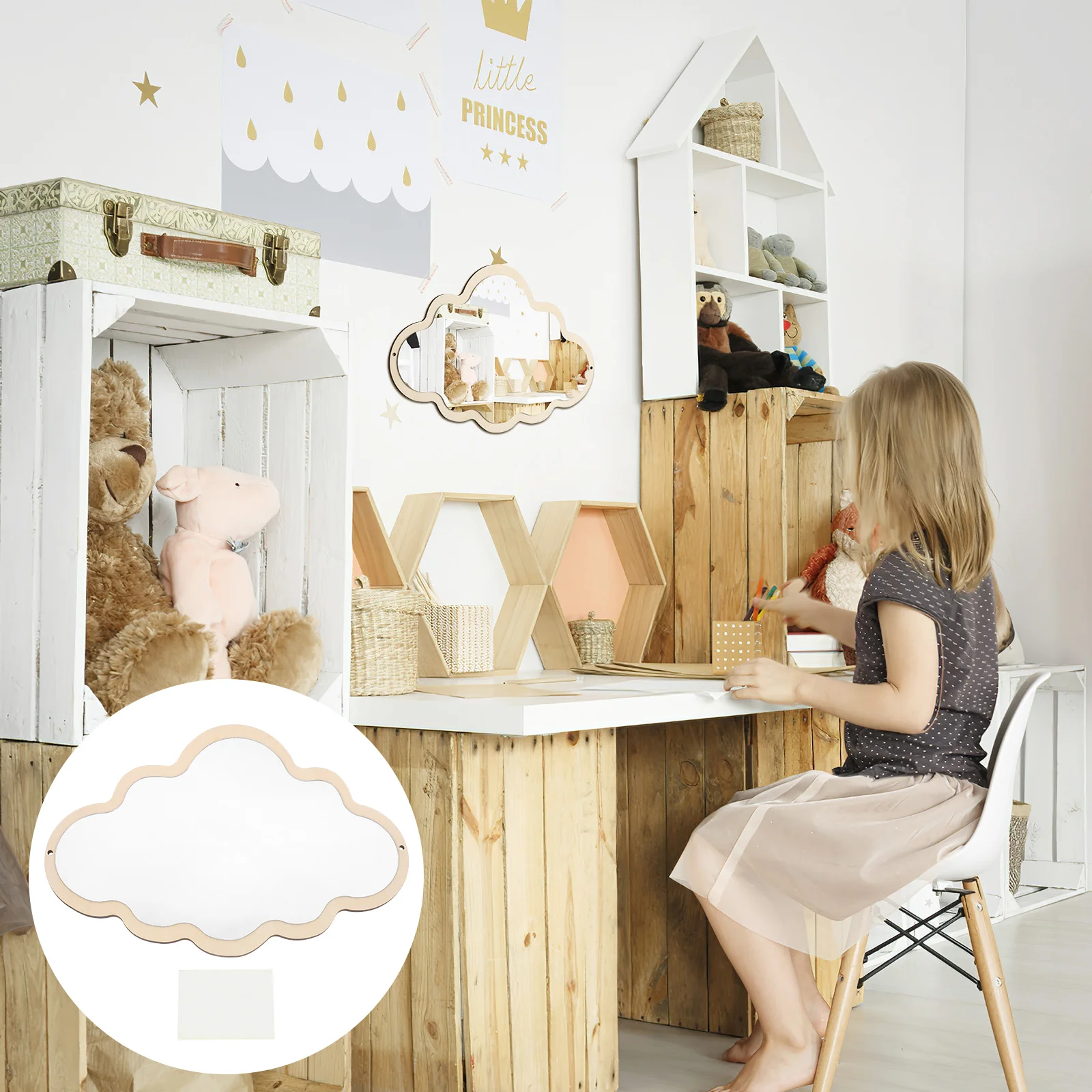 Miroir de sécurité nordique pour enfants, divers styles, artisanat de décoration, miroir en bois pour bébé, miroir de table pour enfants