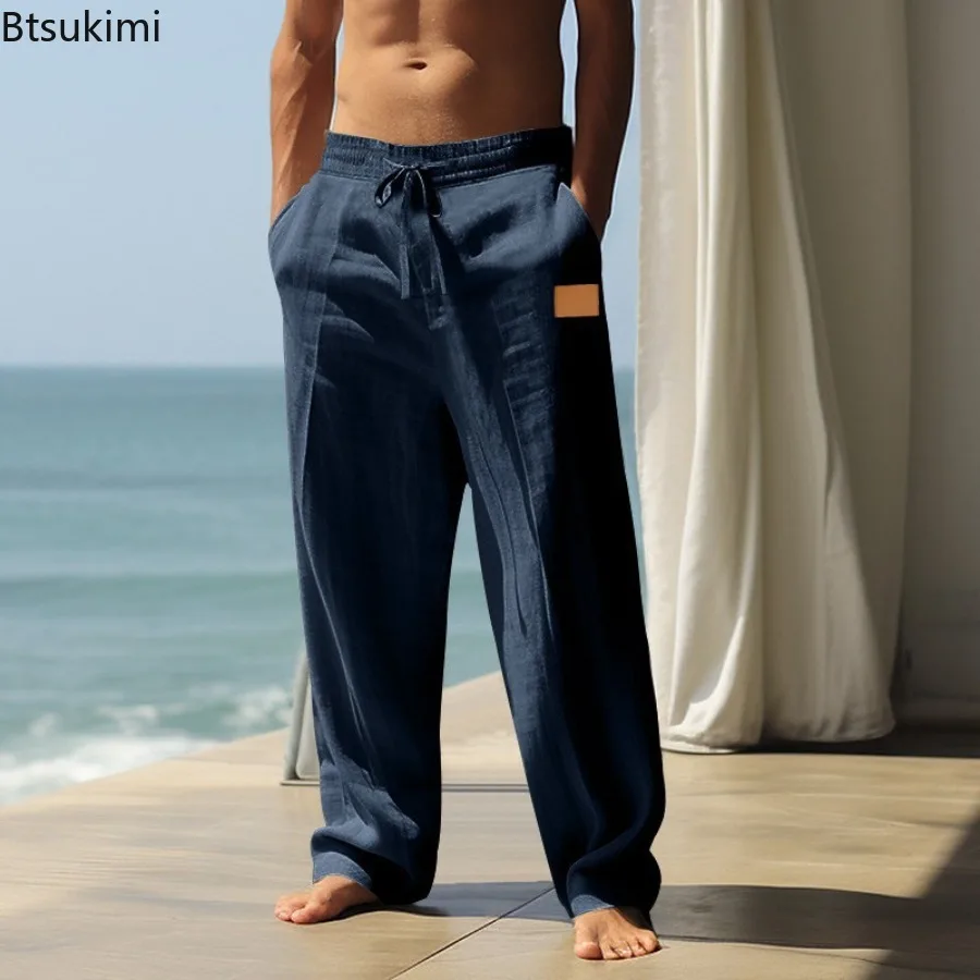 

2025 Men's Sports Pants Pants Pure Cotton Breathable Solid Color Pants for Men Four Seasons Loose Casual Sports Trousers Male