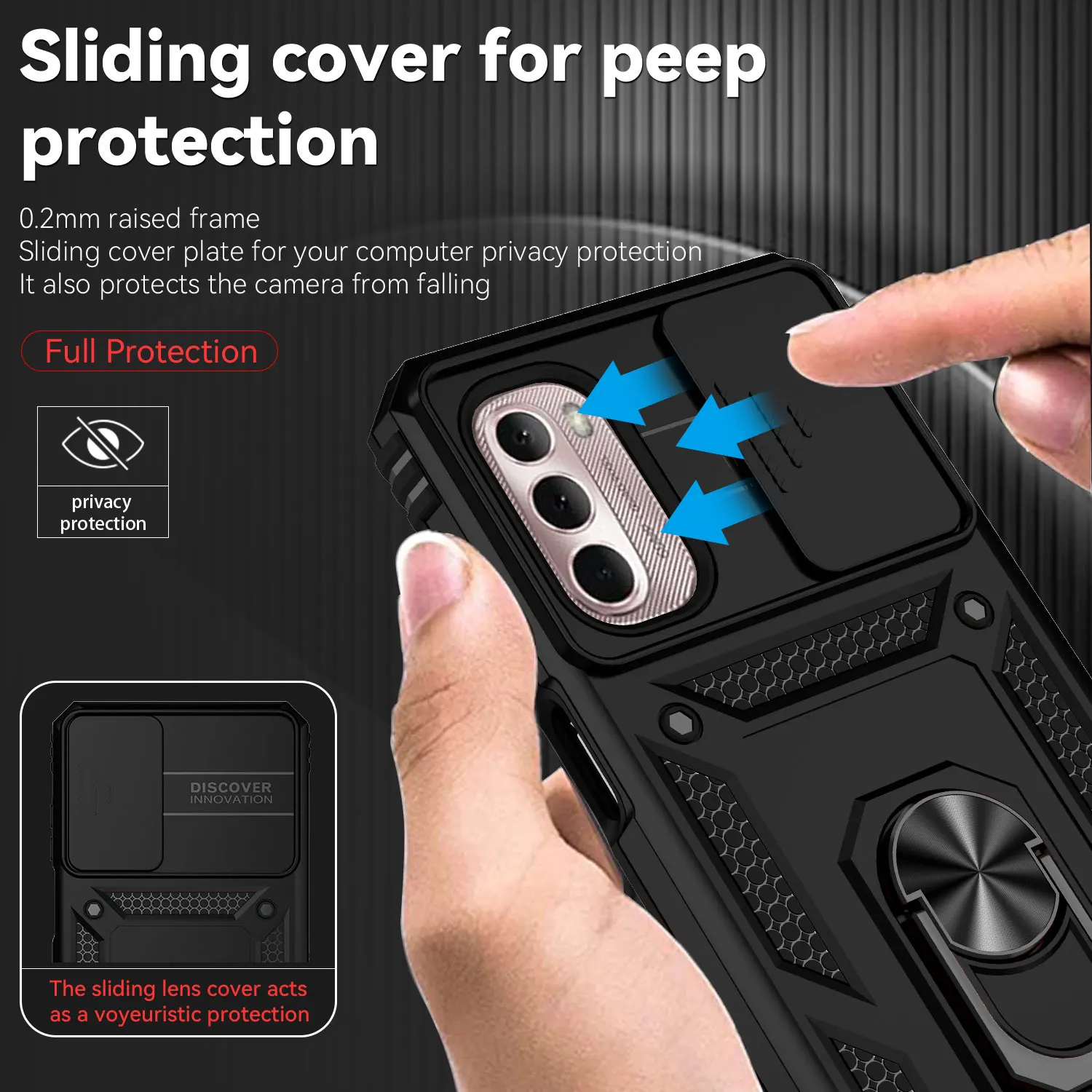 Armor Shockproof Case For Motorola Moto G Stylus 2022 4G 5G Slide Window Camera Lens Protection Metal Ring Holder Back Cover