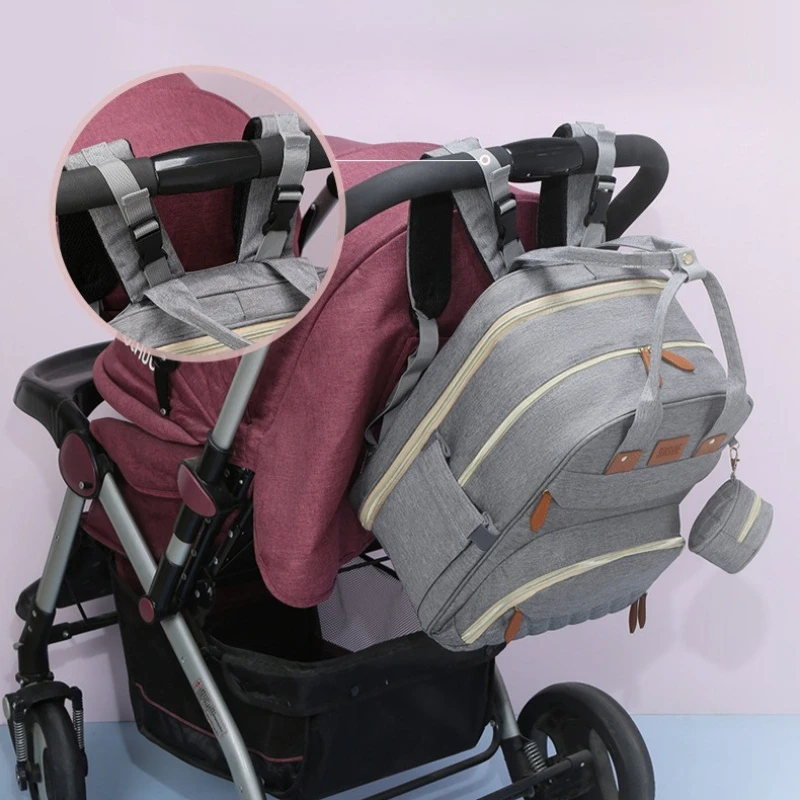 

Convertible Backpack To Portable Baby Bed Premium Diaper Bag for Moms 2-in-1 Travel Bassinet Casual Large Capacity Stoller Bag