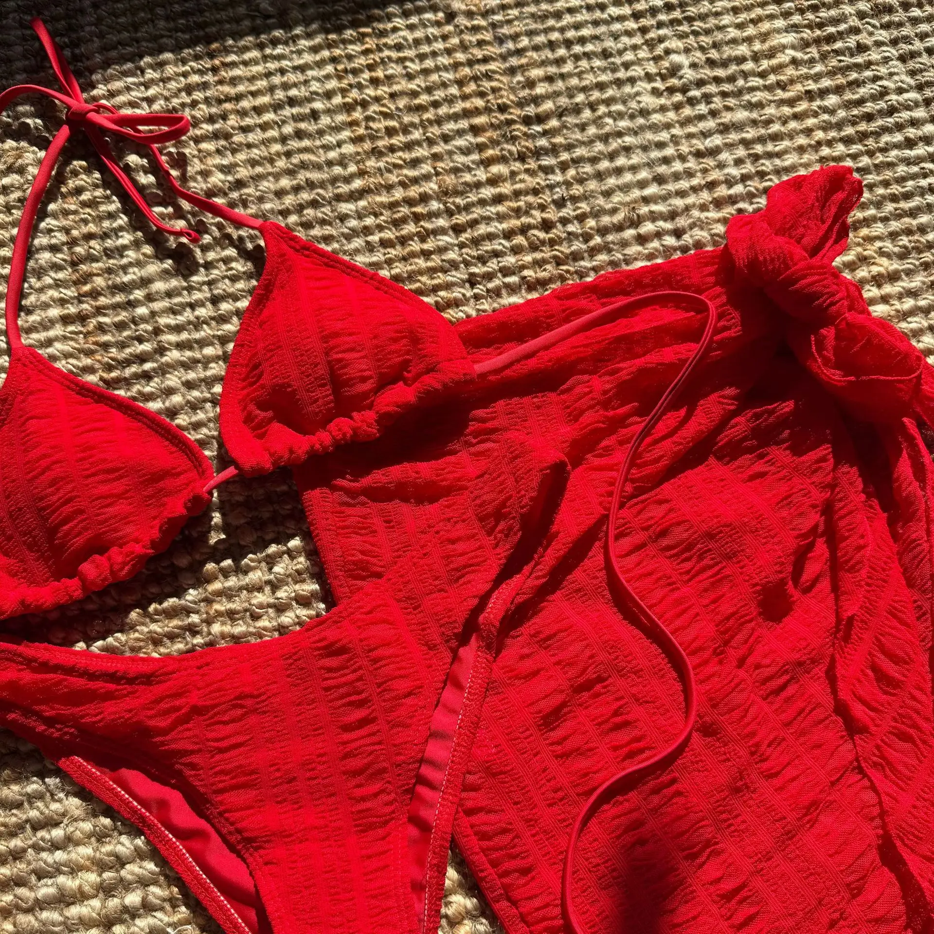 Halter z Sarong wysokie nogawki bikini damskie stroje kąpielowe damski strój kąpielowy trzyczęściowy zestaw bikini kąpiący strój kąpielowy pływać