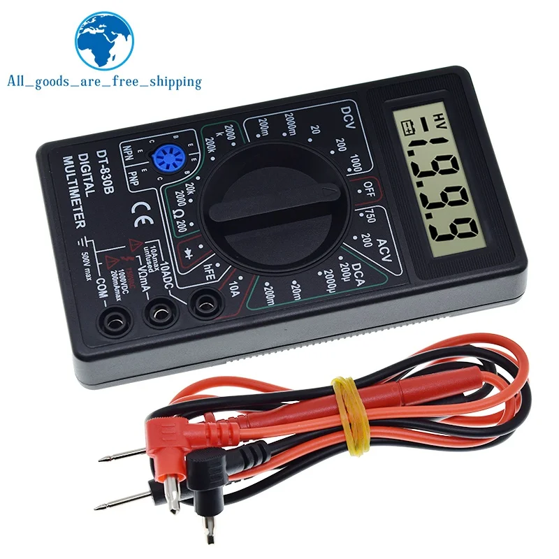 DT830B AC/DC LCD Digital Multimeter 750/1000V Voltmeter Ammeter Ohm Tester High Safety Handheld Meter Digital Multimeter