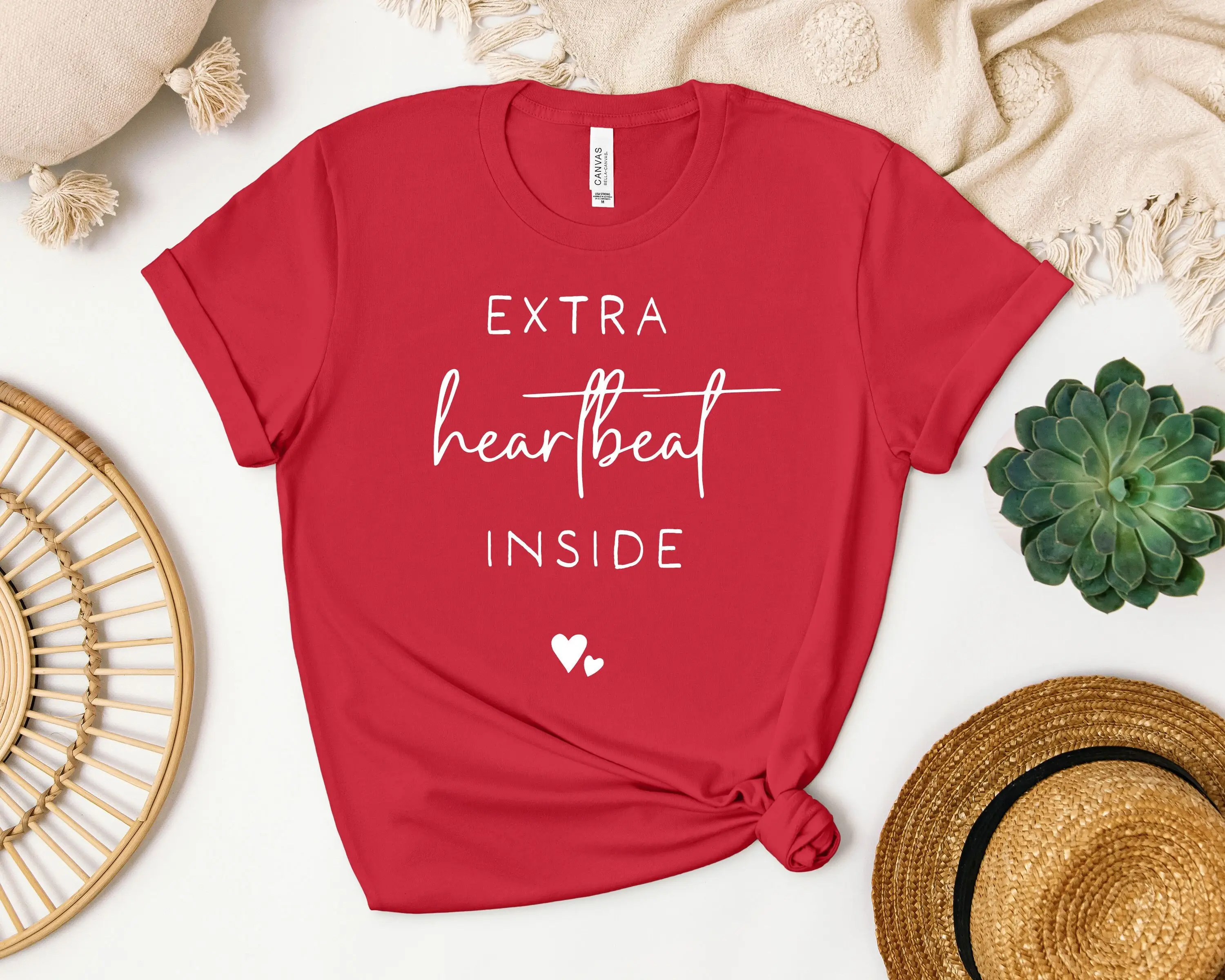 Extra Heartbeat Inside T Shirt Baby Announcement Pregnancy Reveal Mommy To Be We'Re Expecting Maternity Pregnant For New Mom