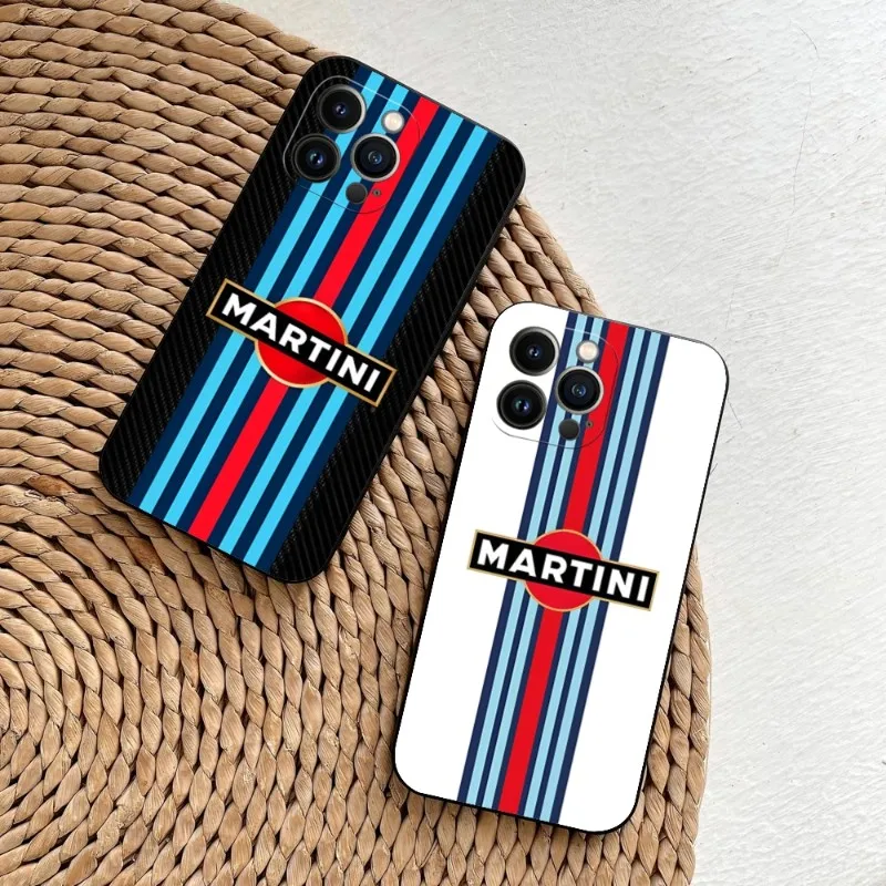 Racing Martini Phone Case For Iphone 14 13 11 12 Pro Max Xr X Xs Mini 6 6s 7 8 Plus SE 2022 Black Soft Silicone Cover