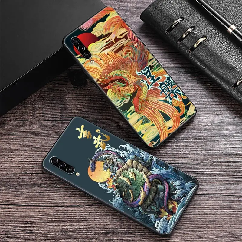 

Phone Case For Samsung Galaxy A30 A30S A50 S A20E A20 A40 A70 A10 Note 9 10 20 Ultra Back Cover Drawing Dragon Tiger Birds Anime