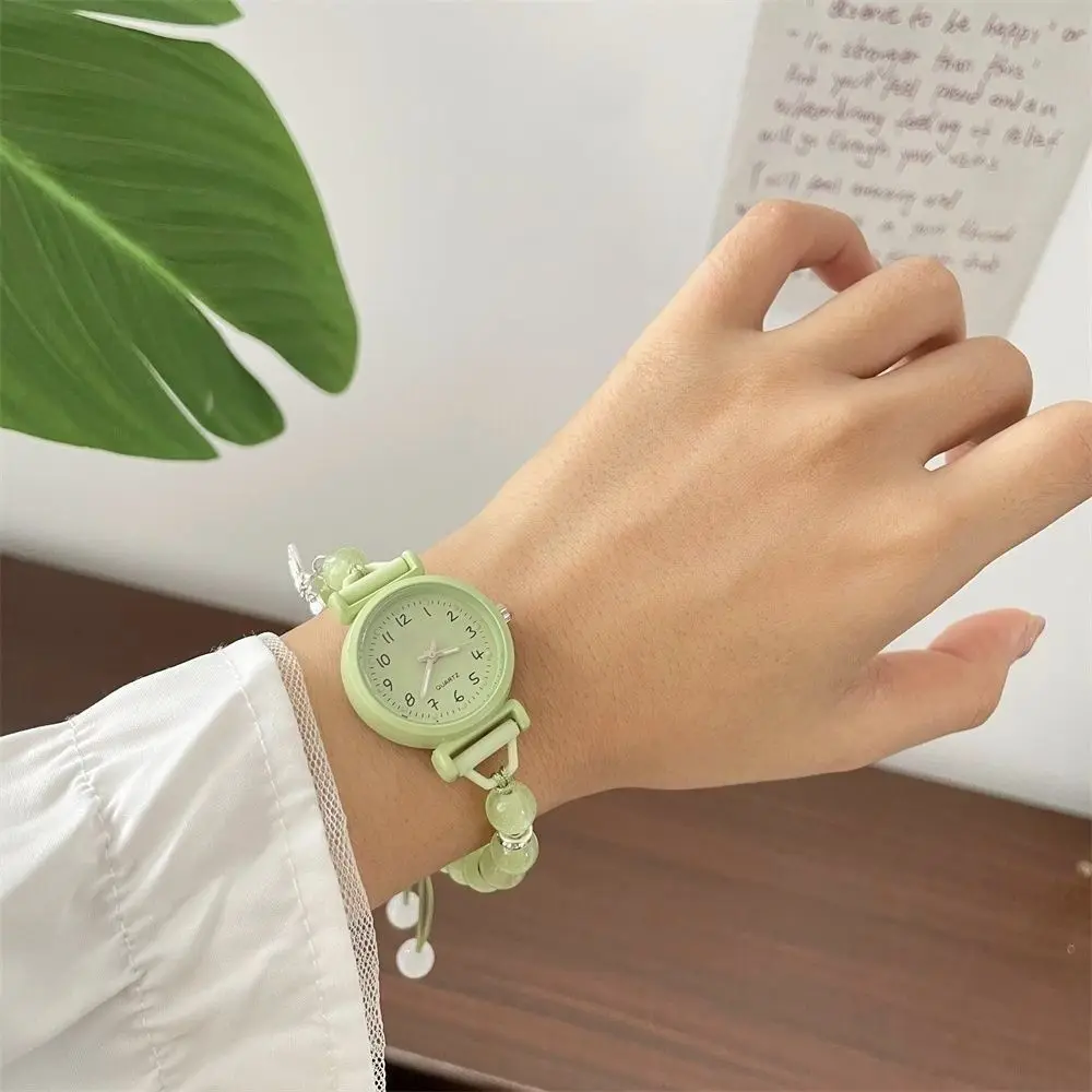 Fashion Elegant Bracelet Watch Adjustable Beaded Chain Watch Butterfly Pendant Quartz Watch for Women Girls