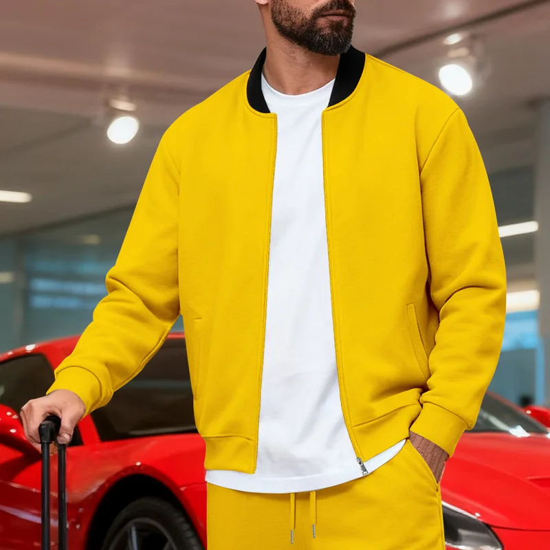 Spring And Autumn Casual Jacket Casual Stand-up Collar Loose Simple Zipper Jacket Men