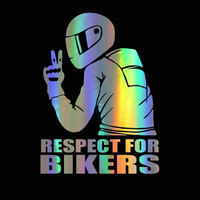 Respect For Bikers Car Motorcycle Vinyl 3D Reflective Stickers Waterproof Removable Decals for Auto Window, Body Racing Helmet