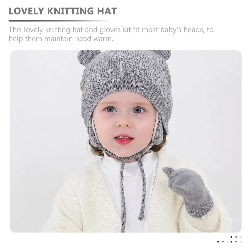 1 Juego de gorro de punto de lana cálido con guantes, gorro de invierno a prueba de viento para accesorios de fotografía de Navidad al aire libre