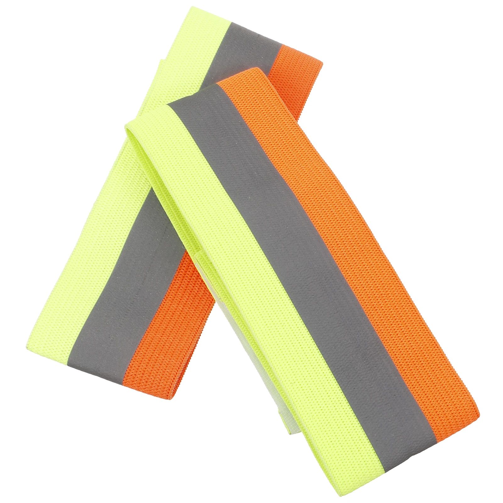 

1 Pair Reflective Arm Bands High Visibility Safety Strips for Night Running Cycling Orange Yellow Elastic Adjustable Outdoor