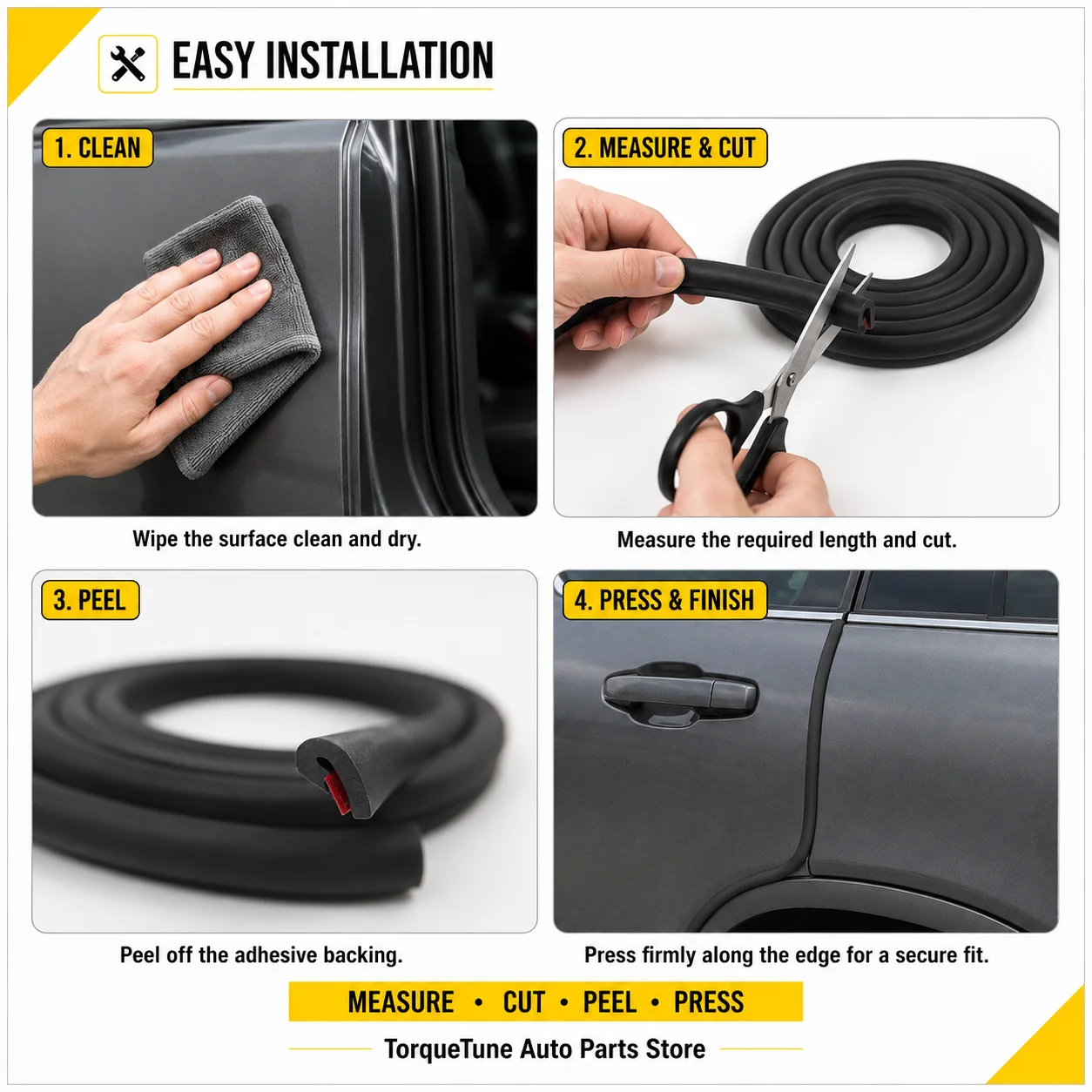 10ft U-Shape Self-Adhesive Rubber Edge Trim, Flexible Anti-Scratch Direct Sealing Fits 1/16