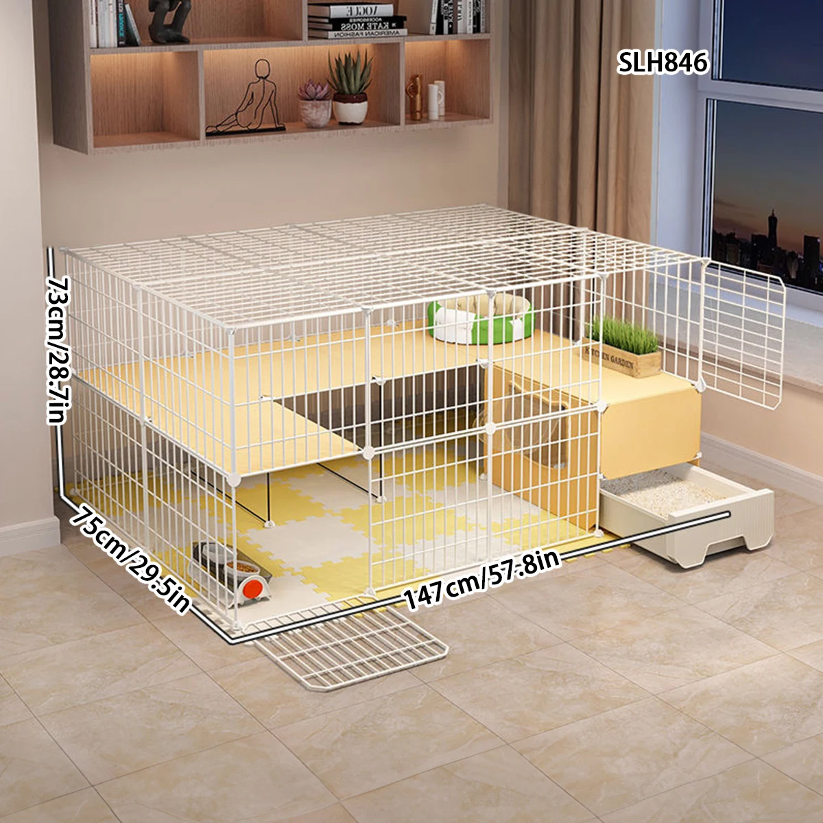 

Cat Cage with Toilet for Home Use, Indoor, Space-Saving, Two-Story, Small Apartment Cat Cabinet, Cat House, Cat Cage
