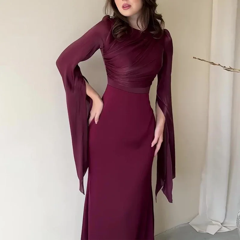 Women\'s Spring Solid Spliced Satin Maxi Dress Sexy O Neck Slim Bodycon Hip Long Dress Summer Batwing Sleeve Hollow Evening Dress