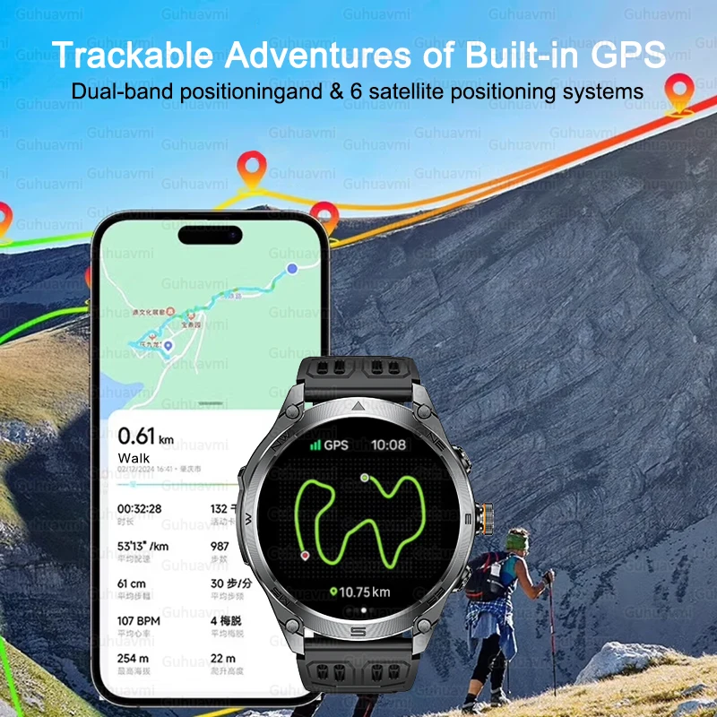 Military Grade GPS Smart Watch 1000mAh Battery 10ATM Waterproof Bluetooth Call AMOLED HD Men Sports Smartwatch 2025 New
