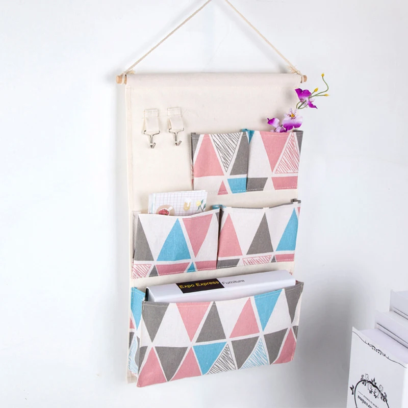 5 Pockets Hanging Organizers Waterproof Hanging Storage Bag Wall Mounted Closet Organizer Bear Canvas Sundries Bags Home Decor