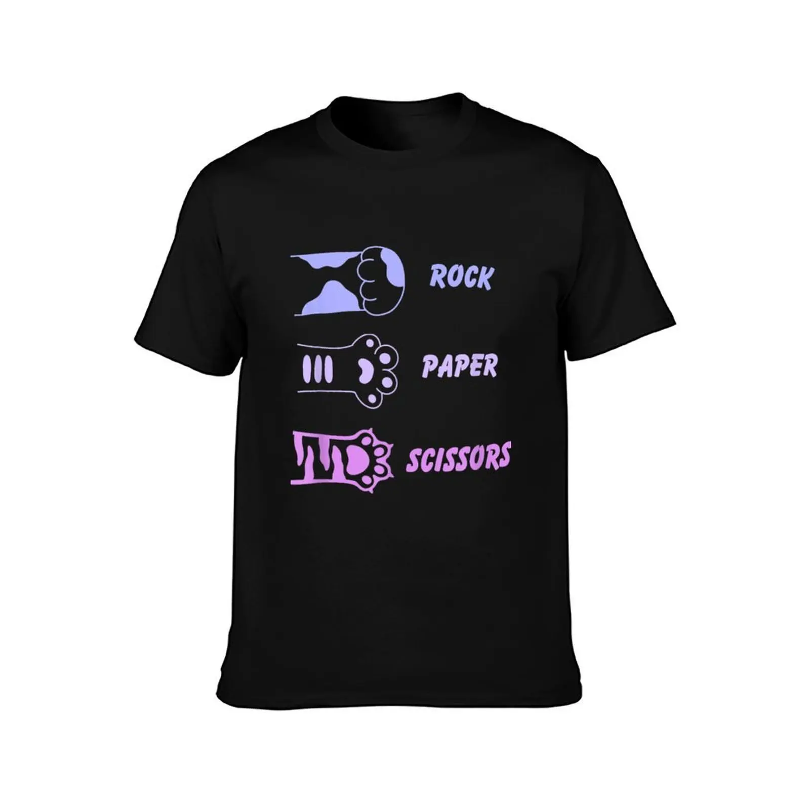 Rock Paper Scissors Cat Paws T-Shirt, Summer Casual Cotton Tee, Oversized Streetwear Tops, Vintage Graphic Print, 100% Cotton