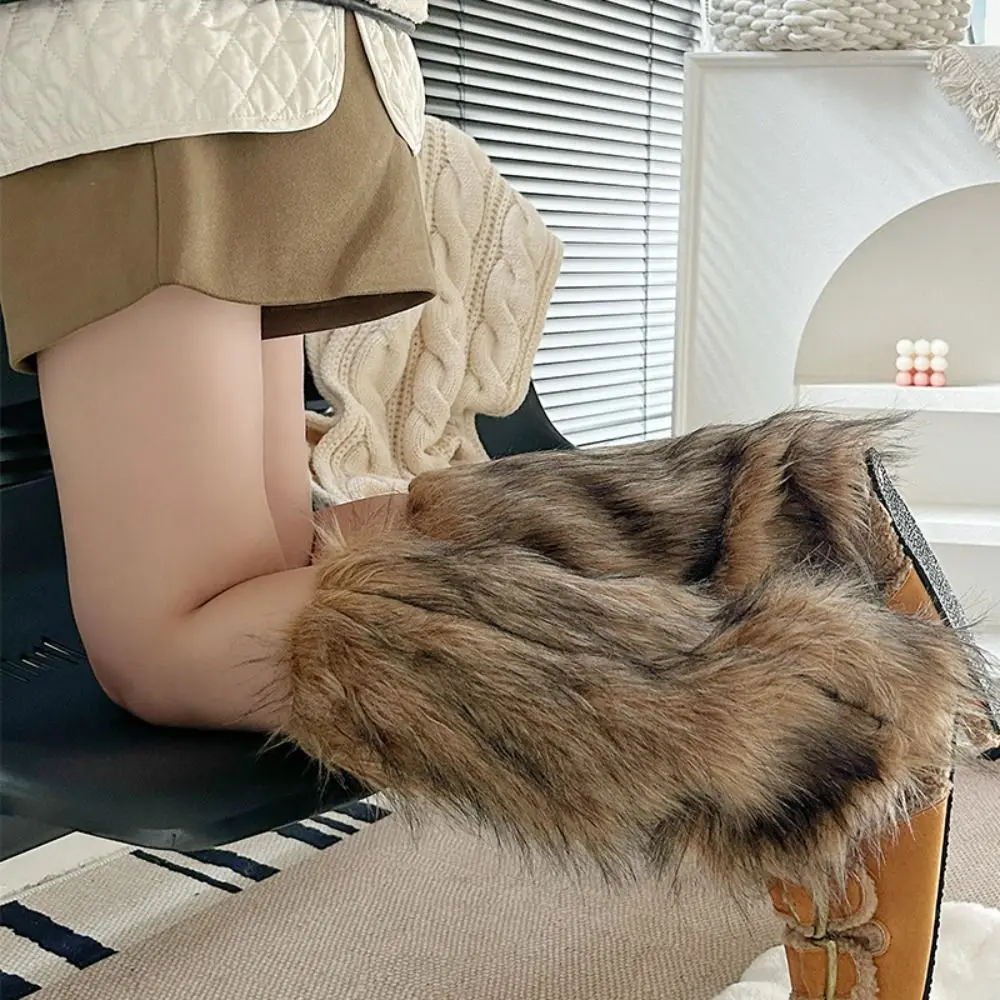 

Fashion Y2k Imitation Fur Leg Warmers Spicy Girl JK Plush Stockings Thick Footcover Long Stockings Girls
