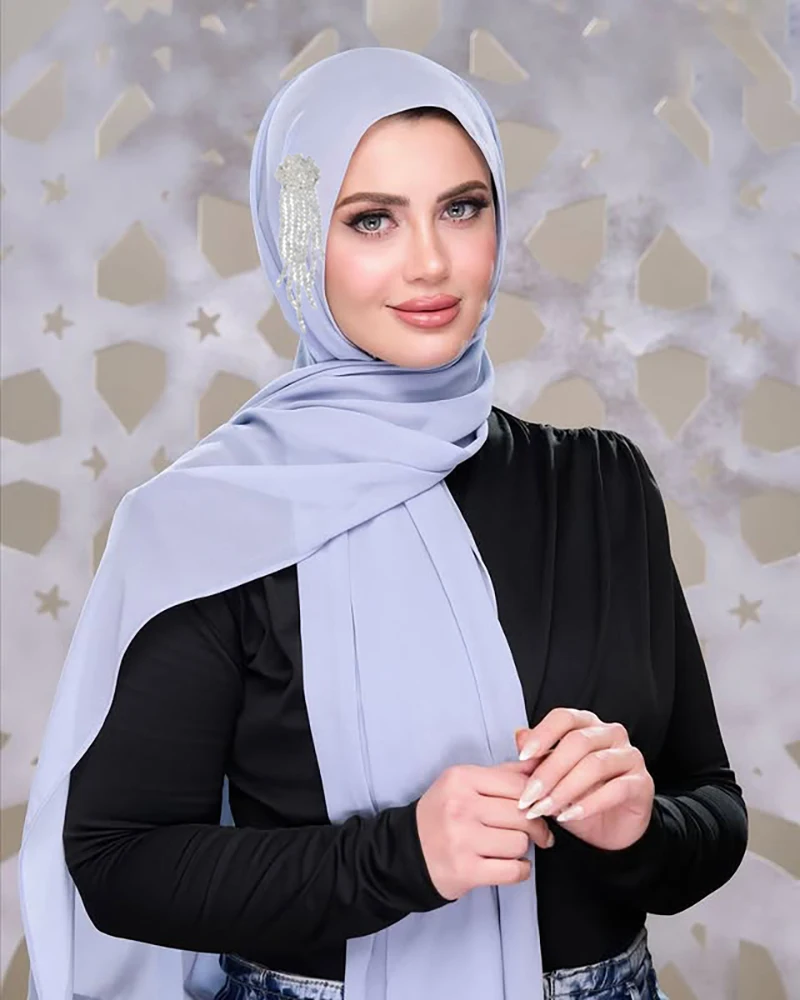 Bolha chiffon lenço de cristal malaio hijab muçulmano feminino lenço turbante islam roubou xale envoltório bandanas bandana bufanda turbante