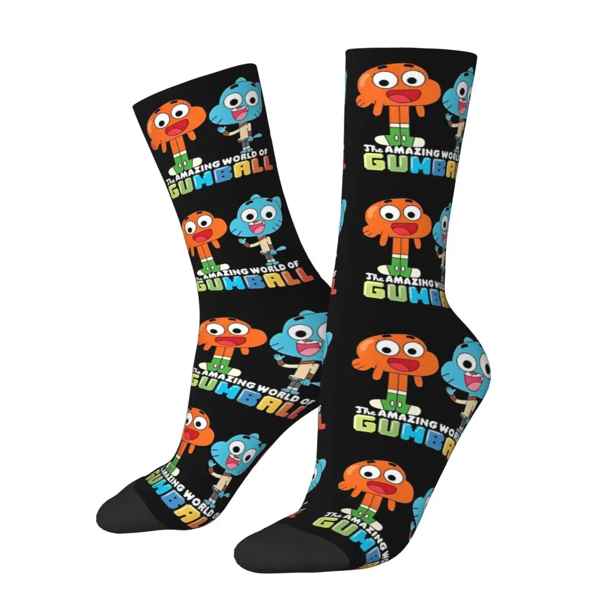 Gumball And Darwin Greet The Fans Socks Men Women Polyester  Comedy Socks Spring Summer Autumn Winter Middle Tube Socks Gifts