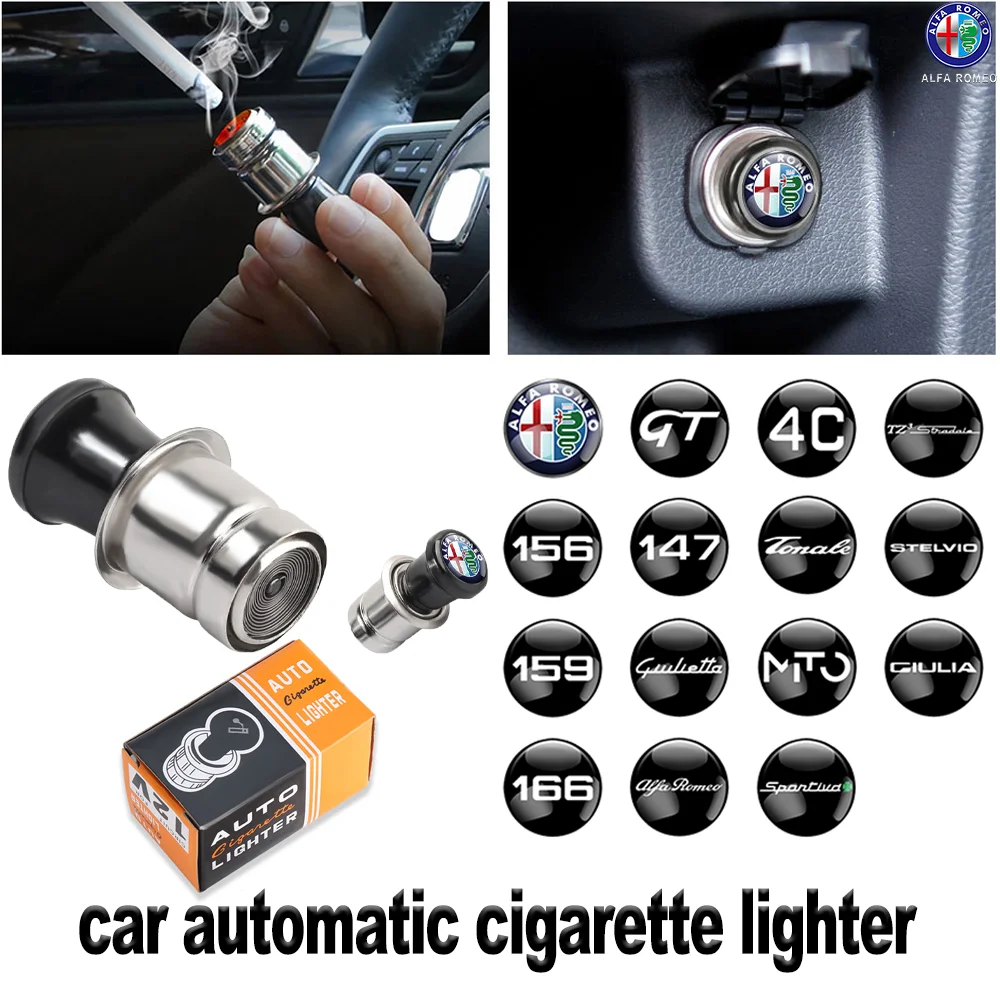 For Alfa Romeo 159 156 Stelvio 147 166 GT Mito Brera Sportiva Portable Car Automatic Cigarette Lighter Ignition Auto Accessories