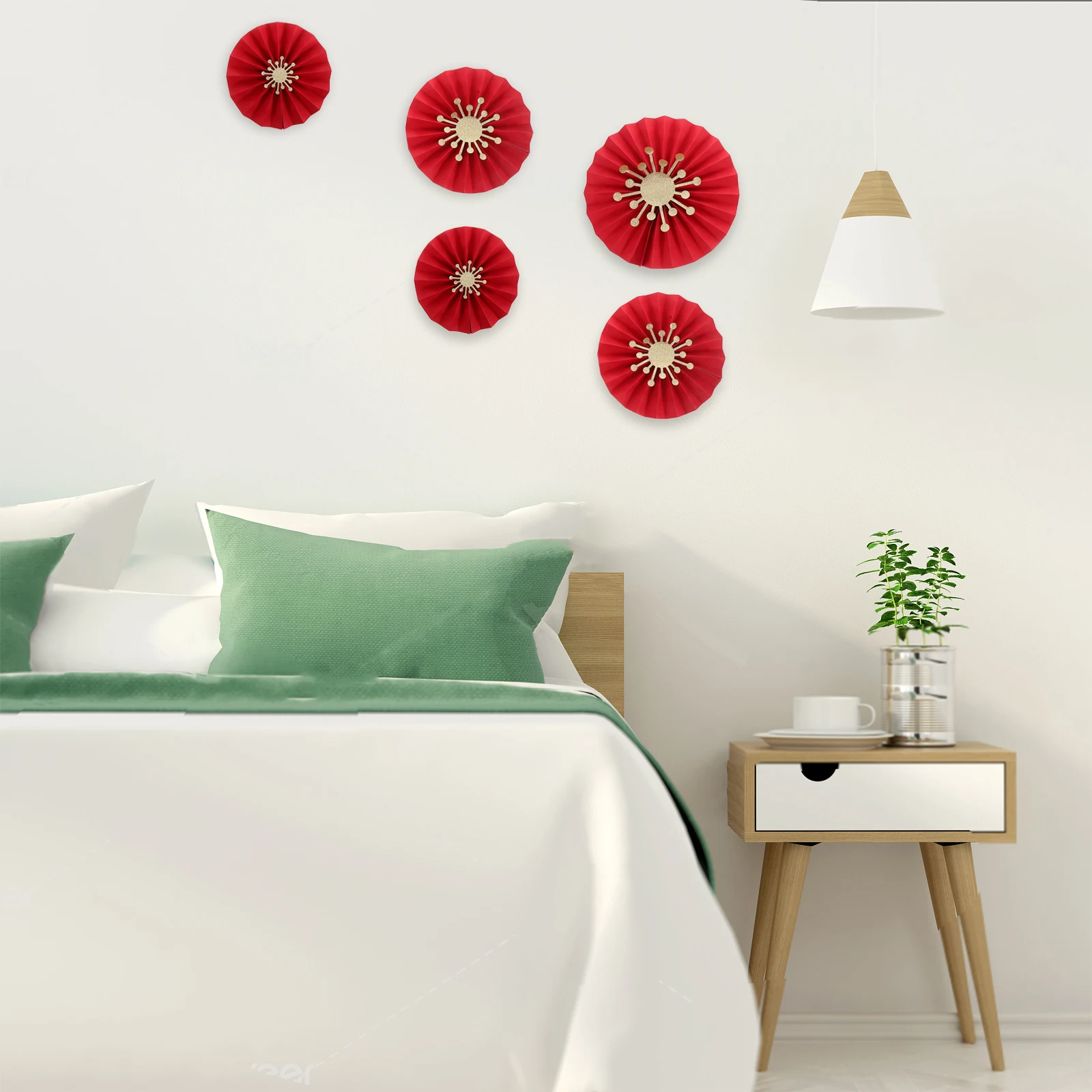 

6 Pcs Paper Fan Flower Decoration Celebration Decorations Lunar Calendar Dance Hanging Fans