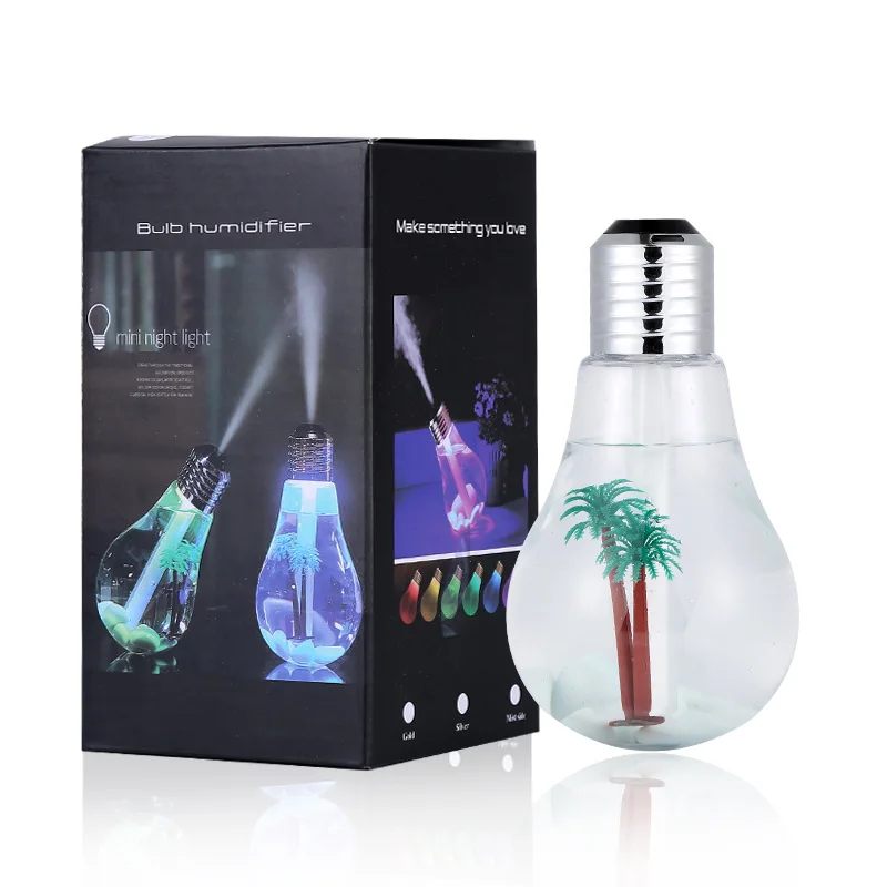 Honxiy Creative Style Small Night Light Micro Landscape Mister Smoke Emitting Usb Silent Small Colorful Light Bulb Humidifier