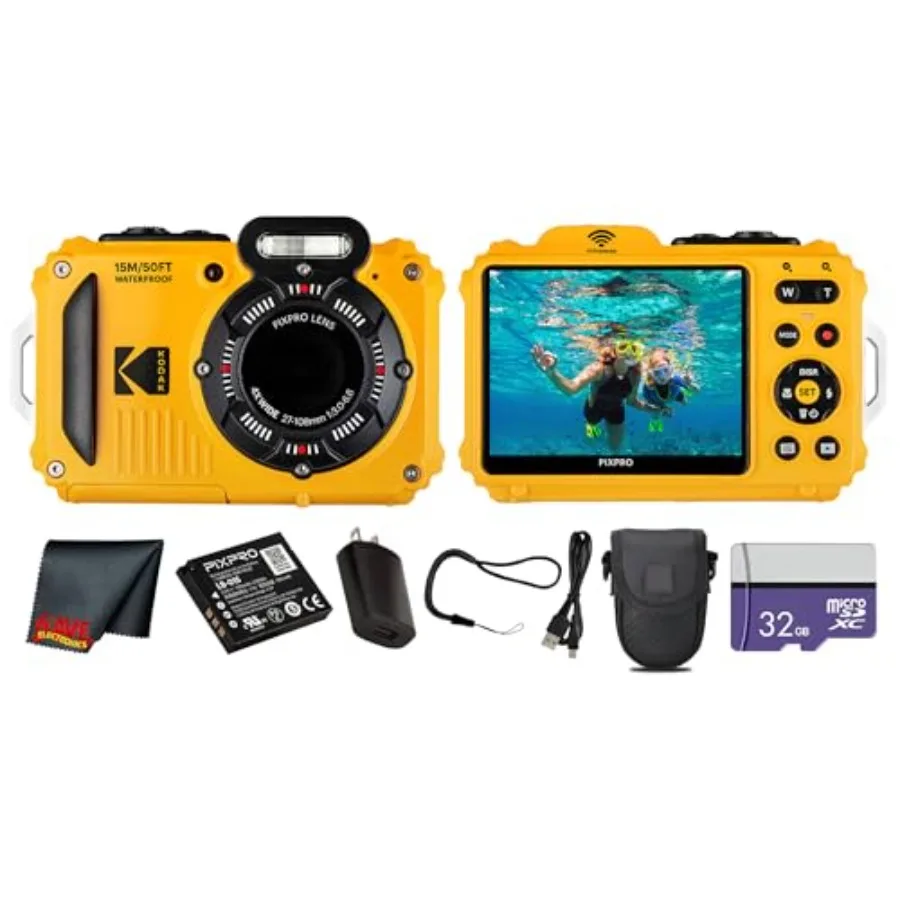 

PIXPRO WPZ2 Digital Camera Yellow 16MP Sensor, 4X Optical Zoom, Waterproof Shockproof Design and Full HD Video Great for Outdoo